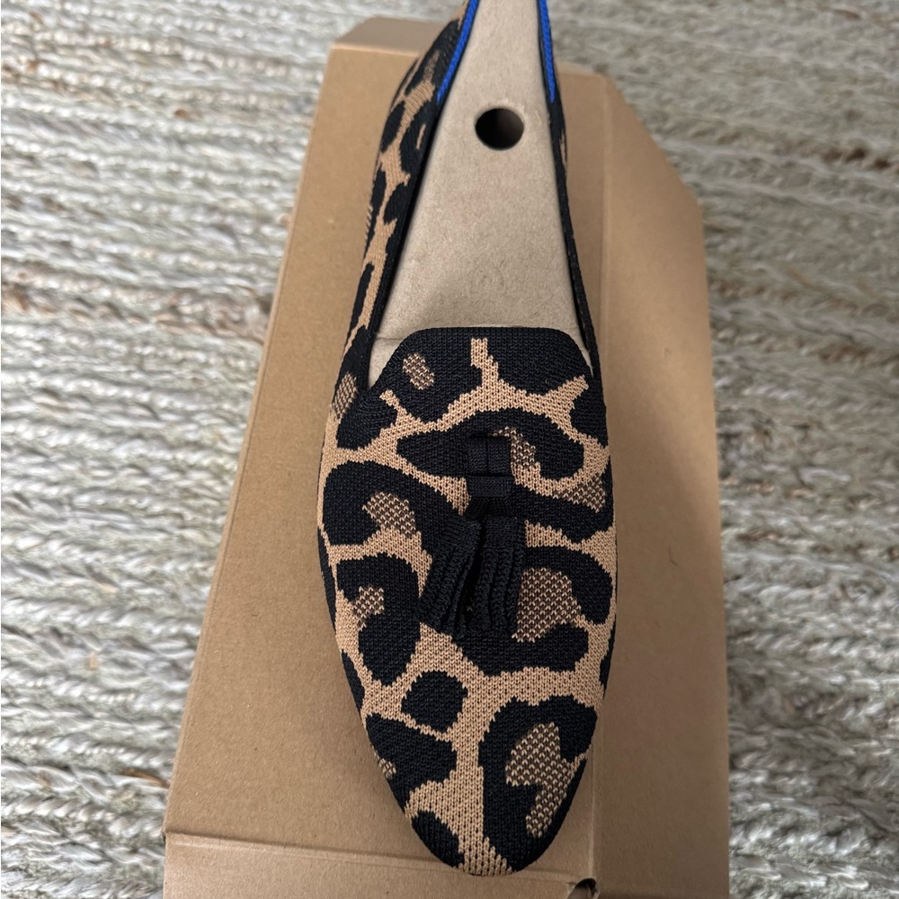 Rothy's Black and Tan Leopard Print Flats